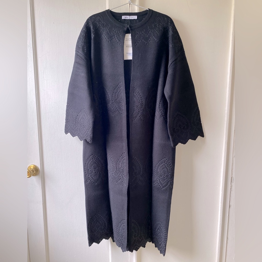 Zara Limited Edition Knit Front open Long coat
